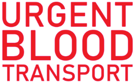 Red text 'URGENT BLOOD TRANSPORT' on a white background