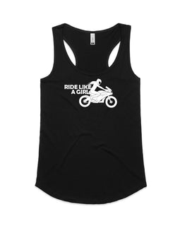 Ride like a girl motorbike - tanks and singlets