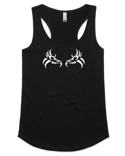 Design on a black racer back tank