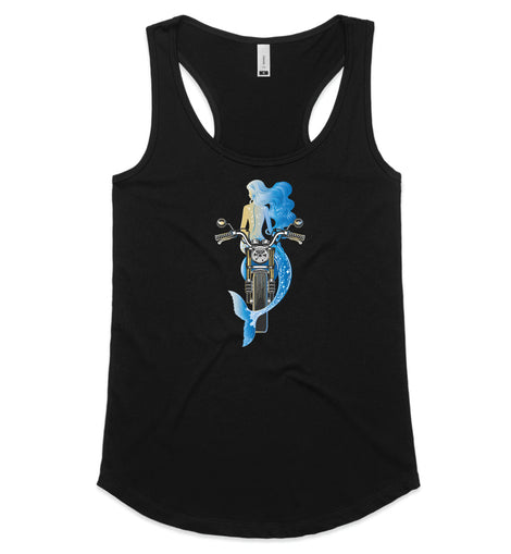 Mermaid on motorbike design tanks and singlets | TribalMoto