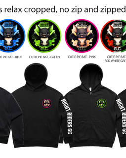 Black hoodies with various designs and text on a white background