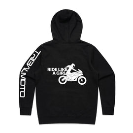 Ride like a girl motorbike - long sleeved and hoodie