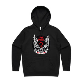 Black hoodie with logo of wings, pistons and the words The Red Torquettes
