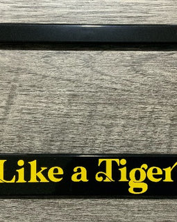 'Like a tiger' motorcycle number plate frame will have the TribalMoto logo at the top in yellow.