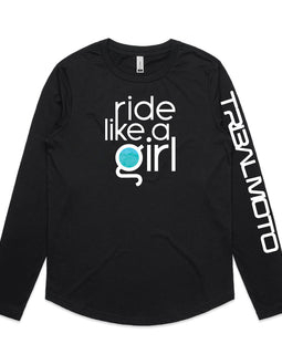 Ride like a girl aqua - long sleeved and hoodie