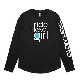Ride like a girl aqua - long sleeved and hoodie