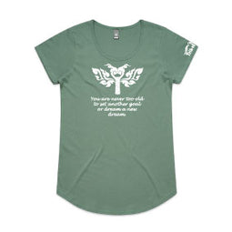 Never too old design on tee colour sage