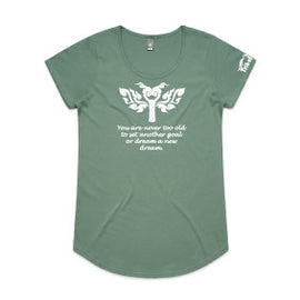 Never too old design on tee colour sage