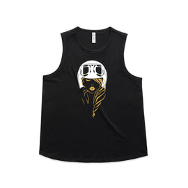 Timeless, elegant and very demure, this lady rider wearing a motorbike helmet on a black tank