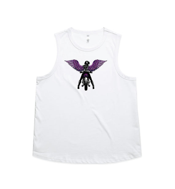 Purple winged rider design tanks and singlets | TribalMoto