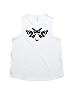 Tribal heart motorbike with wings design on white tank
