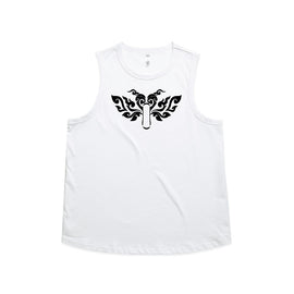 Tribal heart motorbike with wings design on white tank