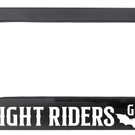 Black license plate frame with 'NIGHT RIDERS GC' text and a bat logo on a white background