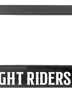 Black license plate frame with 'NIGHT RIDERS GC' text on a white background