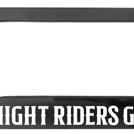 Black license plate frame with 'NIGHT RIDERS GC' text on a white background