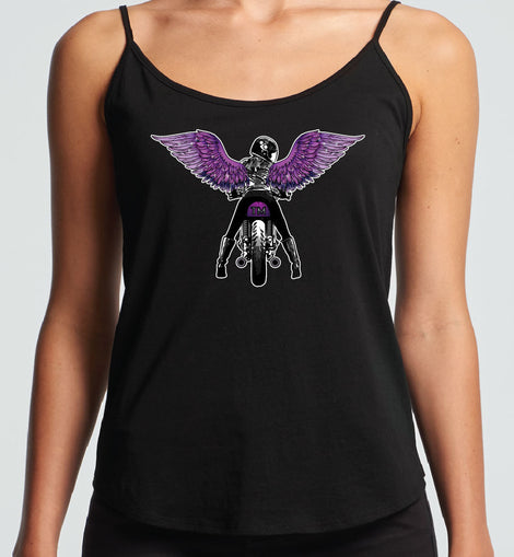 Purple winged rider design tanks and singlets | TribalMoto