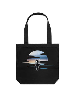 Motorbike sunset tote bag