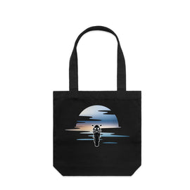 Motorbike sunset tote bag