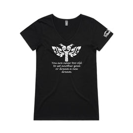 Never too old design on tee colour black