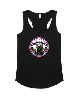 WOW Women on Wheels black racer back tank