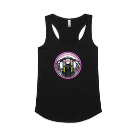 WOW Women on Wheels black racer back tank