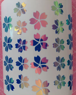 Image of many blossoms as stickers holographic