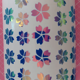 Image of many blossoms as stickers holographic