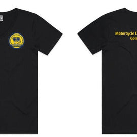 Black v neck tee with logo