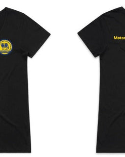 Black v neck tee womens logo