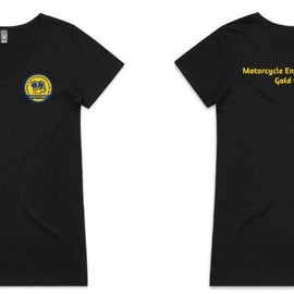 Black v neck tee womens logo