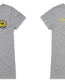 Grey v neck tee womens logo