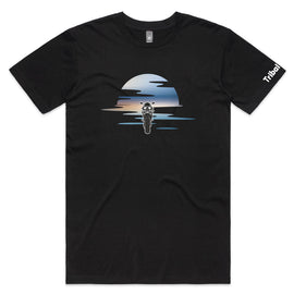 Men's - Motorbike sunset on black tee