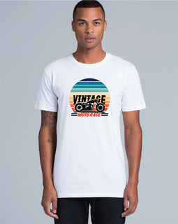 Black men's tee with sunset and motorbike