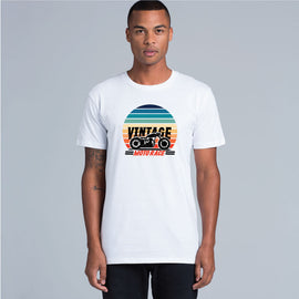 Black men's tee with sunset and motorbike