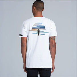 Men's - Motorbike sunset on white tee