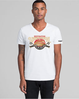 v neck men's tee black destination unknown