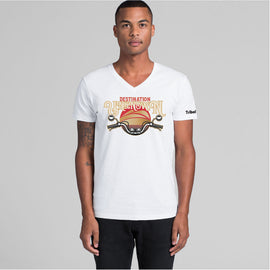 v neck men's tee black destination unknown