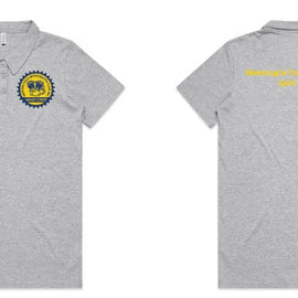 Grey polo with logo on front