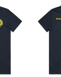 Blue navy polo with logo on front